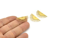 Brass Sun Charm, 12 Raw Brass Sun Charms With 1 Hole, Findings (28x14x0.60mm) A4055