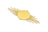 Brass Sun Charm, 4 Raw Brass Sun Charms With 2 Loops, Brass Sun Pendants (72x27x0.60mm) A4034