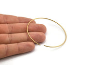 Brass Ear Hoops, 12 Raw Brass Wire Hoops (60x1.2mm) Bs 1233