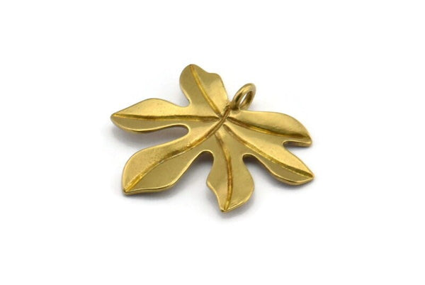 Brass Leaf Pendant, 6 Raw Brass Leaf Pendants, Charms, Earrings, Findings (26x22x1.8mm) BS 2209