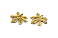 Brass Leaf Pendant, 6 Raw Brass Leaf Pendants, Charms, Earrings, Findings (26x22x1.8mm) BS 2209