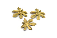 Brass Leaf Pendant, 6 Raw Brass Leaf Pendants, Charms, Earrings, Findings (26x22x1.8mm) BS 2209