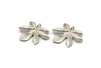 Silver Leaf Pendant, 3 Silver Tone Leaf Pendants, Charms, Earrings, Findings (26x22x1.8mm) BS 2209 H0405