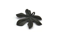 Black Leaf Pendant, 3 Oxidized Brass Black Leaf Pendants, Charms, Earrings, Findings (26x22x1.8mm) BS 2209 S303