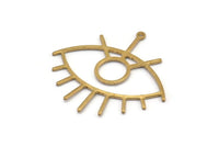 Brass Eye Charm, 6 Raw Brass Eye Charms With 1 Loop, Pendants, Earrings (42x38x1mm) D0649