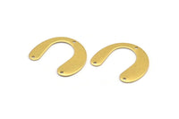 Brass Geometric Charm, 24 Raw Brass U Shaped Pendants With 3 Holes, Charms, Findings (20x24.5x0.50mm) E052