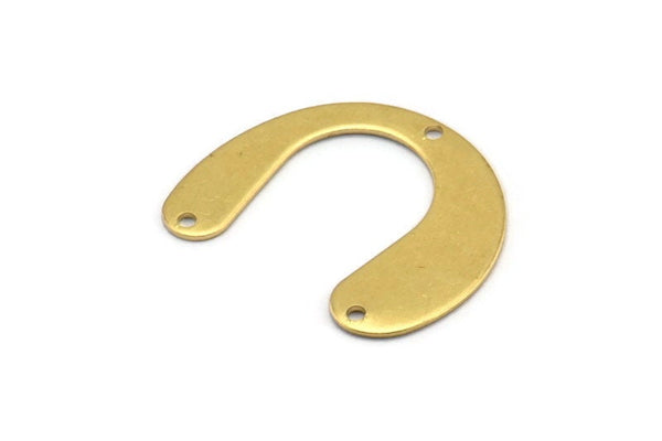 Brass Geometric Charm, 24 Raw Brass U Shaped Pendants With 3 Holes, Charms, Findings (20x24.5x0.50mm) E052