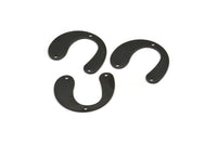 Black Geometric Charm, 12 Oxidized Black Brass U Shaped Pendants With 3 Holes, Charms, Findings (20x24.5x0.50mm) E052 S937