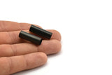 Black Tube Beads - 7 Oxidized Brass Tubes (8x25mm) Bs 1545 S055