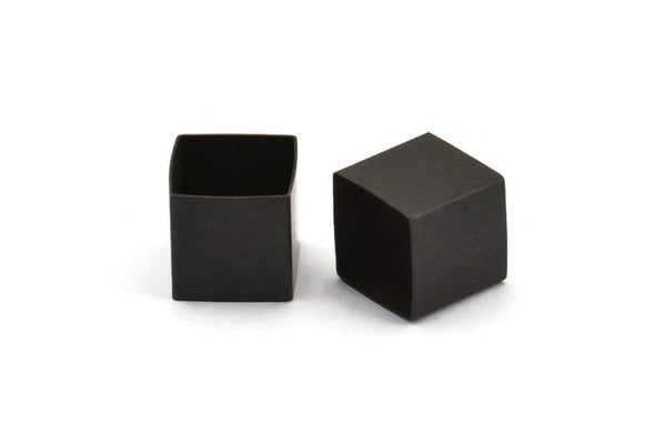 Black Square Tubes, 6 Oxidized Brass Square Tubes (14x14mm) Bs 1520 S072