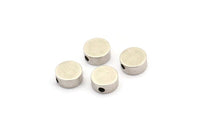 Silver Spacer Beads, 12 Antique Silver Plated Brass Spacer Connectors, Round Beads (8x3.6mm) D0210