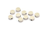 Silver Spacer Beads, 12 Antique Silver Plated Brass Spacer Connectors, Round Beads (8x3.6mm) D0210