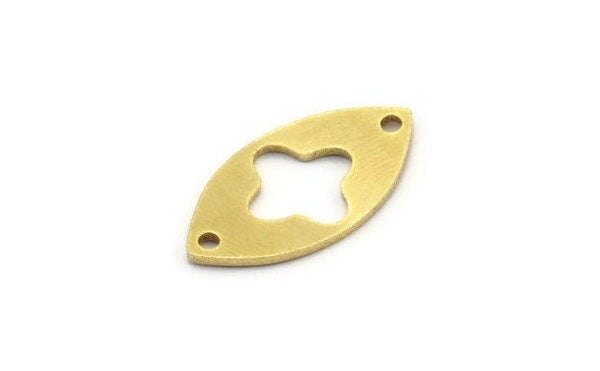 Brass Marquise Charm, 12 Raw Brass Plus Pattarned Marquise Shaped Charms With 2 Holes, Connectors, Blanks (23x12x1mm) A4059