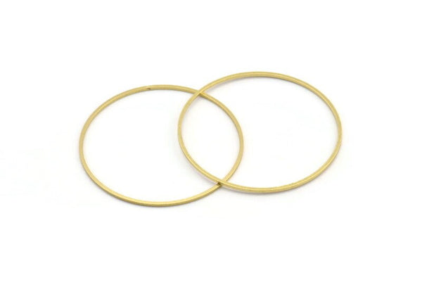46mm Circle Connectors, 12 Raw Brass Circle Connectors (46x1x1mm) A4073