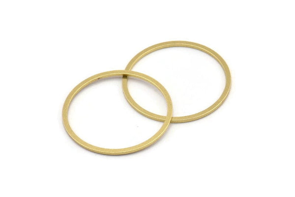 29.5mm Circle Connector, 12 Raw Brass Circle Connectors (29.5x1.3x1mm) A4070