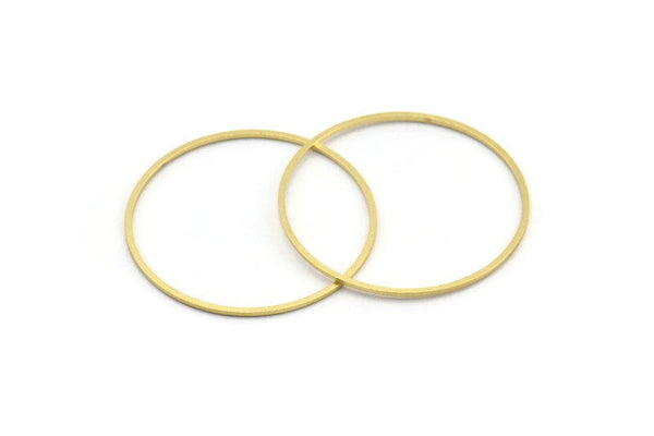 33.5mm Circle Connector, 24 Raw Brass Circle Connectors (33.5x0.80x0.80mm) A4076