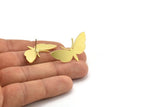 Brass Bug Earring, 4 Raw Brass Butterfly Shaped Stud Earrings, Insect Jewellery, Earring Findings (19x35x1mm) A3244