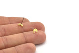 Brass Moon Earring, 12 Raw Brass Tiny Crescent Moon Shaped Stud Earrings (5x6x1mm) A3248