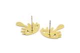 Brass Eye Earring, 8 Raw Brass Tears Shaped Stud Earrings (18x17x0.80mm) A3558