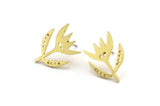Brass Flower Earring, 8 Raw Brass Tulip Flower Shaped Stud Earrings (17x14x1mm) A3816