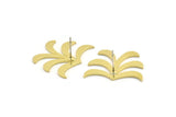 Brass Leaf Earring, 6 Raw Brass Leaf Stud Earrings, Findings (20x25x1mm) A3595