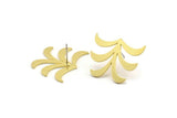 Brass Leaf Earring, 6 Raw Brass Leaf Stud Earrings, Findings (20x25x1mm) A3595