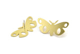 Brass Bug Earring, 4 Raw Brass Butterfly Stud Earrings (40x18x1mm) A3818