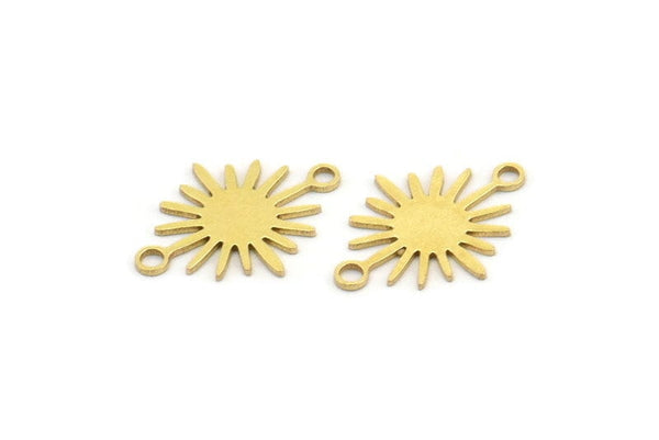 Brass Sunny Connector, 100 Raw Brass Sunny Connectors With 2 Loops (18x13x0.60mm) D0570