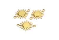 Brass Sunny Connector, 100 Raw Brass Sunny Connectors With 2 Loops (18x13x0.60mm) D0570
