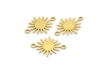 Brass Sunny Connector, 100 Raw Brass Sunny Connectors With 2 Loops (18x13x0.60mm) D0570