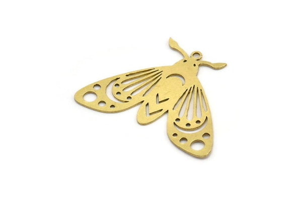 Brass Butterfly Charm, 6 Raw Brass Butterfly Charms With 1 Loop, Earring Findings (26x35x0.60mm) A3838