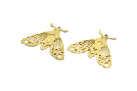 Brass Butterfly Charm, 6 Raw Brass Butterfly Charms With 1 Loop, Earring Findings (26x35x0.60mm) A3838