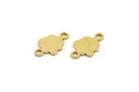 Brass Cloud Charm, 100 Raw Brass Cloud Shaped Charms With 2 Loops, Connectors (10x6x0.60mm) A4094