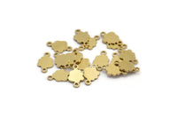 Brass Cloud Charm, 100 Raw Brass Cloud Shaped Charms With 2 Loops, Connectors (10x6x0.60mm) A4094