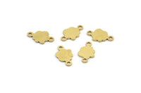 Brass Cloud Charm, 100 Raw Brass Cloud Shaped Charms With 2 Loops, Connectors (10x6x0.60mm) A4094