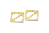 Brass Square Charm, 12 Raw Brass Square Charms With 1 Hole (23x16x0.80mm) A4092