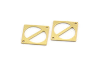 Brass Square Charm, 12 Raw Brass Square Charms With 2 Holes, Connectors (23x16x0.80mm) A4087