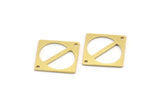 Brass Square Charm, 12 Raw Brass Square Charms With 2 Holes, Connectors (23x16x0.80mm) A4087
