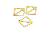 Brass Square Charm, 12 Raw Brass Square Charms With 2 Holes, Connectors (23x16x0.80mm) A4087