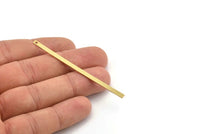 Long Bar Charm, 12 Raw Brass Bar Shaped Charms With 1 Hole, Pendants, Earring Findings (70x3x0.80mm) A4095