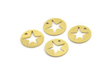 Brass Star Charm, 24 Raw Brass Star Charms With 1 Hole, Charm Pendants (13x0.80mm) A3243