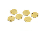 Brass Hexagon Charm, 12 Raw Brass Hexagon Connectors With 2 Holes (11x12x1mm) A3836