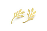 Brass Leaf Earring, 6 Raw Brass Leaf Stud Earrings, Findings (31x13x1mm) A3815