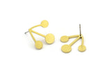 Brass Flower Earring, 8 Raw Brass Flower Shaped Stud Earrings (18x17x1mm) A3811