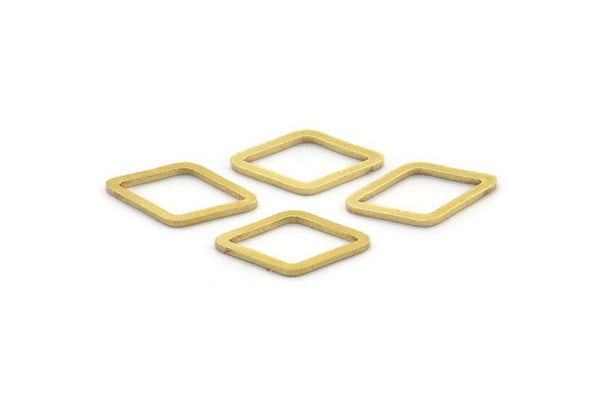 Brass Diamond Ring, 50 Raw Brass Open Diamond Ring Charms (10x16x1mm) D0058