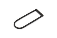 D Shape Rings, 4 Oxidized Brass Black D Shape Connectors With 1 Hole, Rings  (47x18x1.4mm) BS 1894 S336
