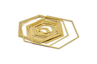 Brass Hexagon Connectors - Raw Brass Hexagon Connectors (15-19-23-27-31-35-39-43-47-51-54-58-62-66-70-74-78-82-86mm) SMP2013
