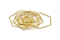 Brass Hexagon Connectors - Raw Brass Hexagon Connectors (15-19-23-27-31-35-39-43-47-51-54-58-62-66-70-74-78-82-86mm) SMP2013