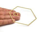 Brass Hexagon Connectors - Raw Brass Hexagon Connectors (15-19-23-27-31-35-39-43-47-51-54-58-62-66-70-74-78-82-86mm) SMP2013