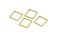 Square Brass Charm, 50 Raw Brass Square Connectors (14x1x0.80mm) A3845